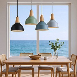 מנורת תליה עץ צבעונית איביזה מנורת תליה עץ צבעונית איביזה